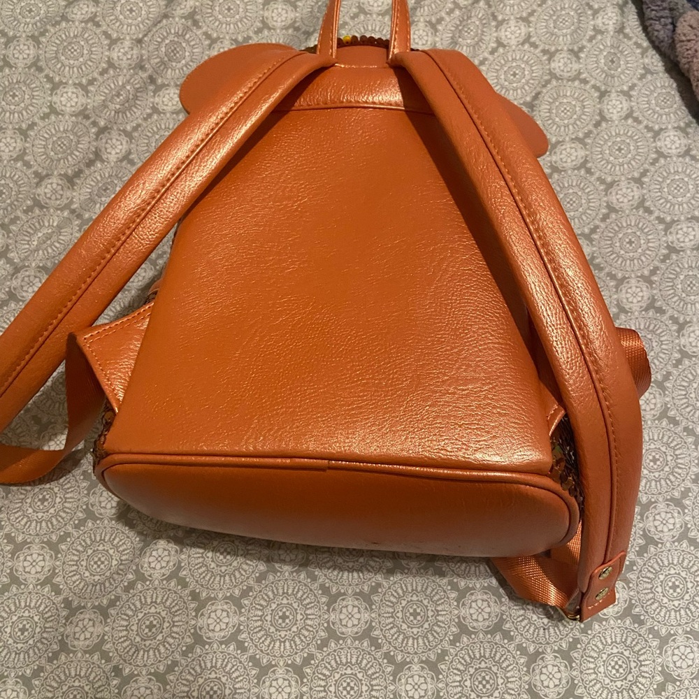 Orange Sequin Loungefly Backpack with Bow and Ear Detail - Picture 4 of 5